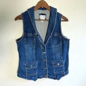 Denim jean fashion vest with collar size large
